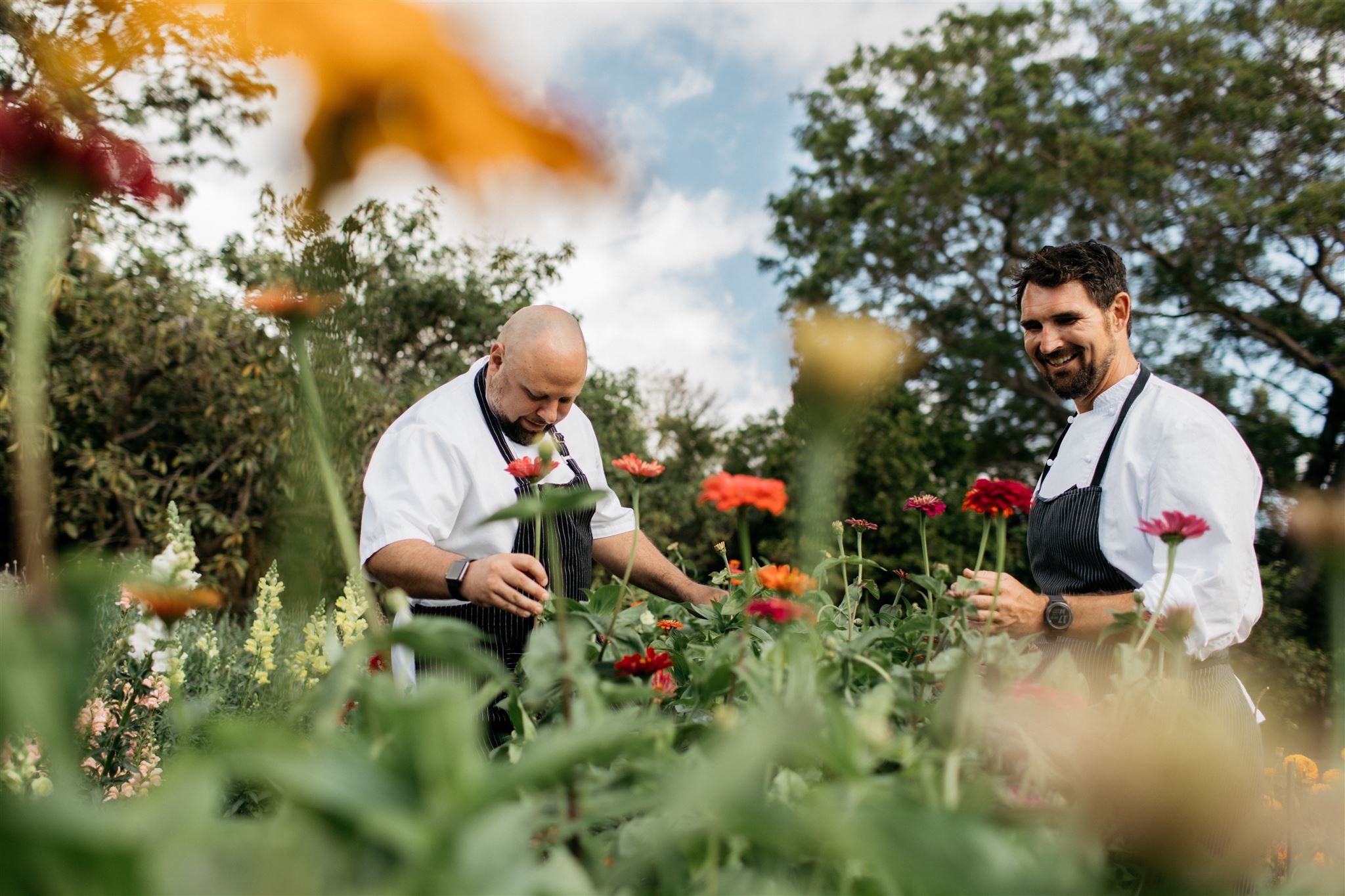 chefs with flowers